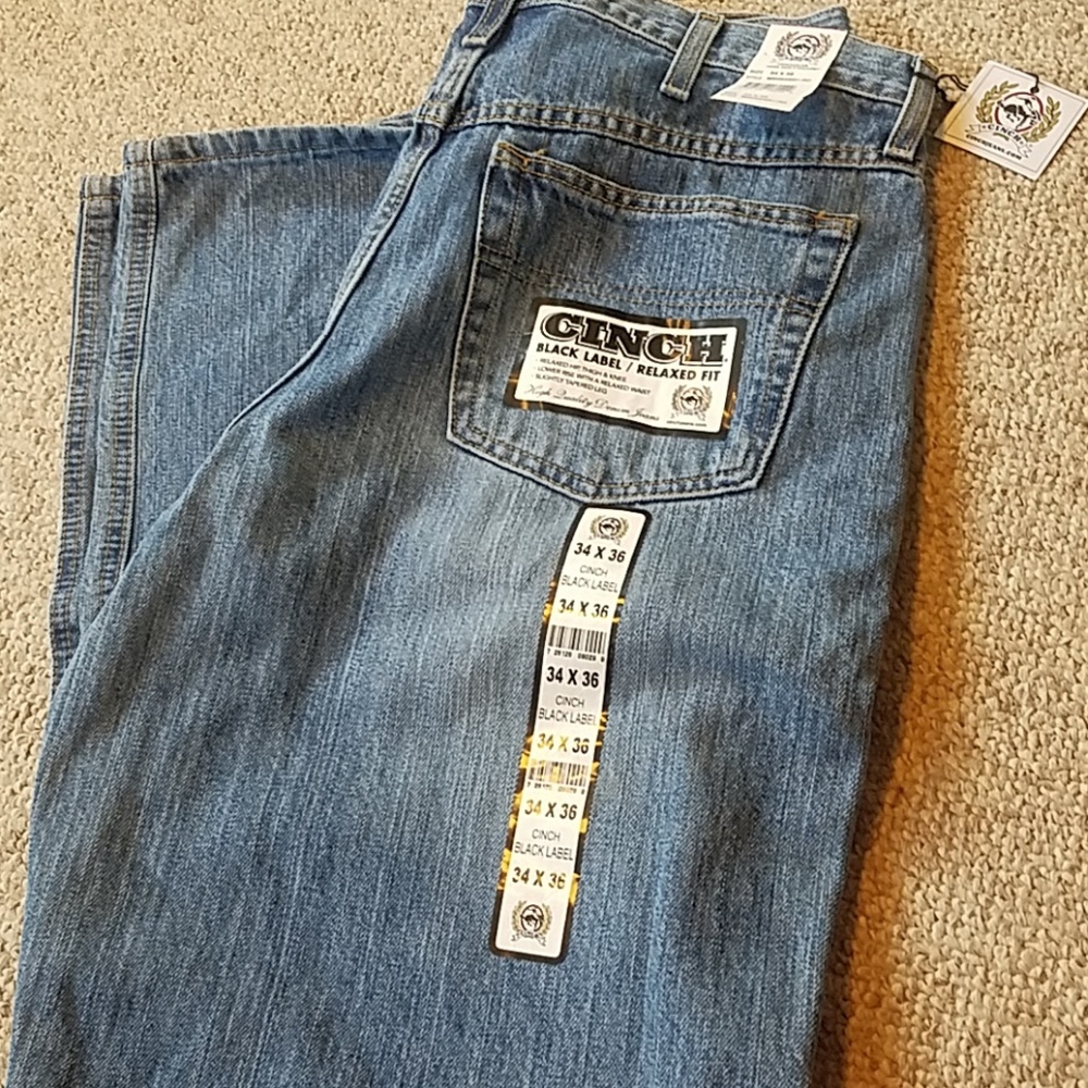 Men's black label Cinch jeans. 34x36